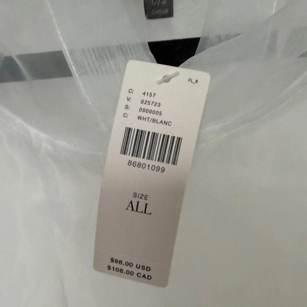 Anthropologie Sheer White Organza Pullover Hooded Top - Picture 9 of 10